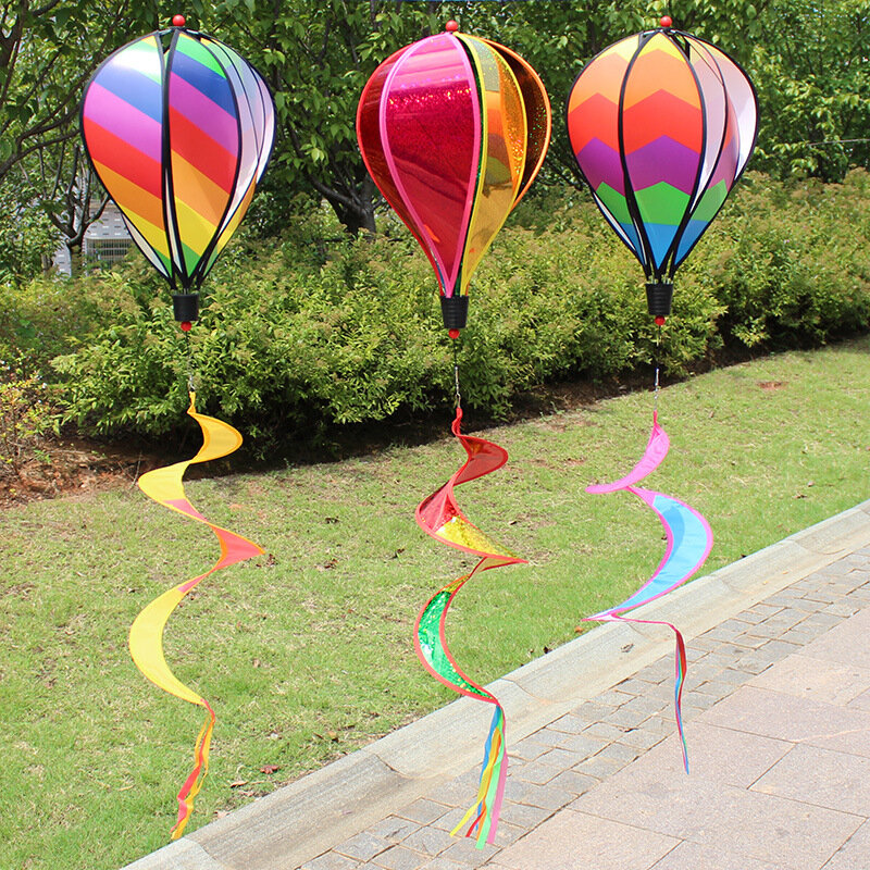 Globo aerostático arcoíris colorido, molino de viento divertido, juguete al aire libre, decoración de vacaciones, juguete hecho a mano, regalo para niños