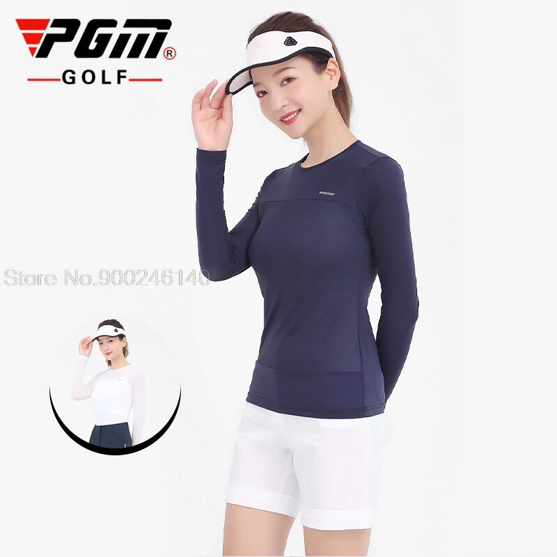 Calções de golfe pgm define feminino manga longa protetor solar camiseta shorts elásticos terno senhoras respirável secagem rápida roupas de golfe