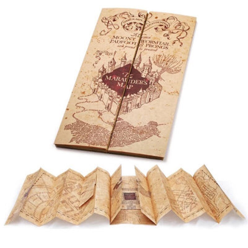 Billete de escuela de Hogwart de Harry Potter de 1 pieza, colección de mago del mapa del Marauder, Papel Kraft de calidad, regalo de estampado dorado