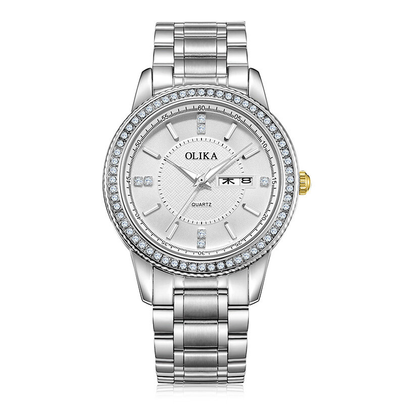 2021 nowe zegarki moda męska wysadzana diamentami zegarki dla par wodoodporna stal nierdzewna zegarek kwarcowy kobiety