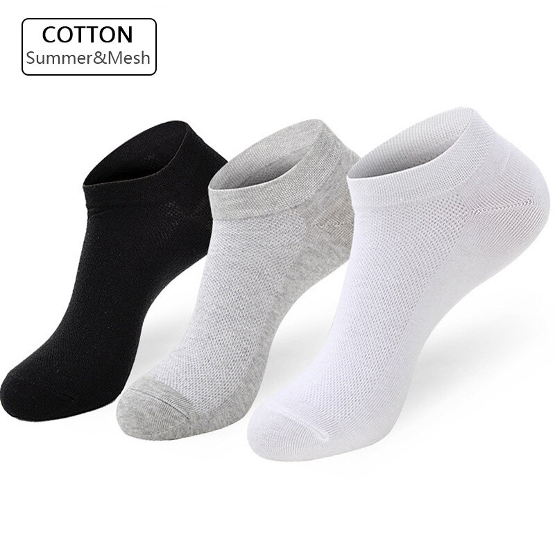 Meias masculinas de verão 5 familiar meias de algodão respiráveis de alta qualidade preto e branco casual meias estilo barco masculinas novas