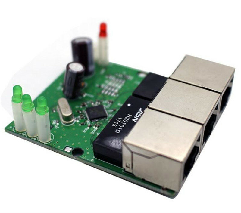Interruptor rápido mini ethernet de 3 puertos, conmutador de red rj45 de 10/100mbps, módulo pcb hub, placa para Módulo de integración de sistema