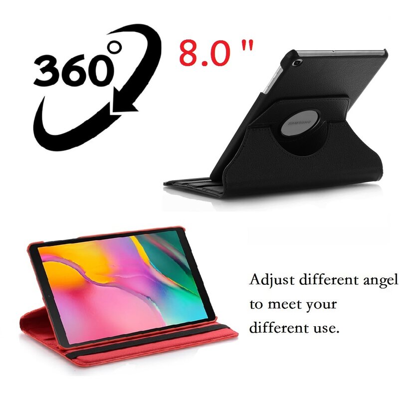 Coque intelligente en PU pour tablette Samsung Galaxy Tab A 8.0 2019, revêtement de protection, rotatif à 360 degrés, de 8 pouces, compatible avec modèles SM-T290, T297, T290, T295,