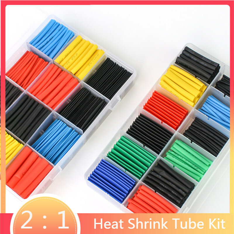 2:1 guaina termorestringente termorestringente guaina isolante per cavi assortiti, kit di avvolgimento termorestringente per tubi termoresistenti