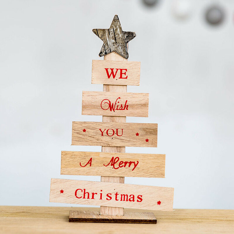 new Year Christmas Wooden Mini Christmas Tree Ornament Decoration Party New Year Xmas Christmas Decoration For Home