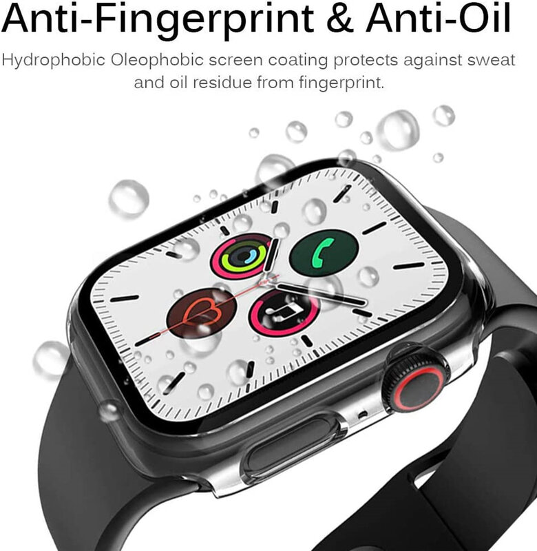 2 Pcs Case dengan Pelindung Layar untuk Apple Watch SE 6 40Mm 44Mm Penuh Cakupan Anti Gores pelindung Layar untuk IWatch 5 4