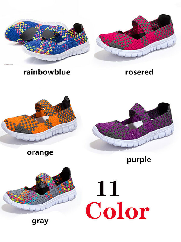 Women Shoes Lady Summer Slip On Flats Sneakers Breathable Lightweight Women Flat Shoes Manual Woven Shallow Women Casual Shoes