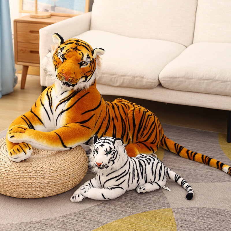 50-110CM Mainan Mewah Harimau Seperti Manusia Raksasa Simulasi Hewan Liar Lunak Boneka Jaguar Harimau Coklat Putih Hadiah Ulang Tahun Anak-anak