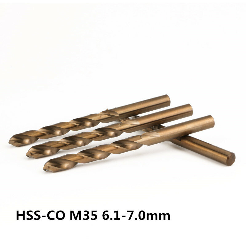 HSS-CO M35 스틸 스트레이트 핸들 스테인레스 스틸 트위스트 드릴 비트, 6.1, 6.2, 6.3, 6.4, 6.5, 6.6, 6.7, 6.8, 6.9, 7.0mm, 2 개
