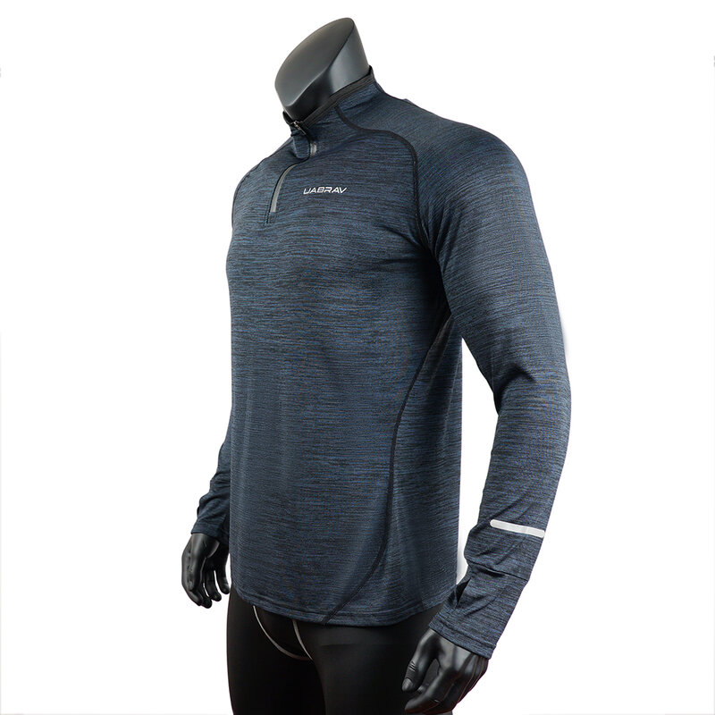 T-Shirt sportiva da uomo abbigliamento sportivo manica lunga da corsa abbigliamento da palestra camicia a compressione Fitness Pullover con Zip escursionismo Rashguard w42