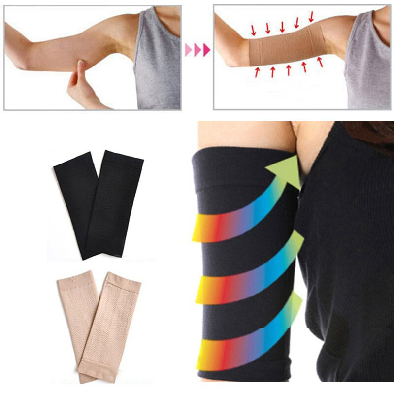 1 par de mangas para afinamento de peso, pernas finas, modelador de braço, mangas para emagrecimento, cinta para braço e levantamento de gordura, preto