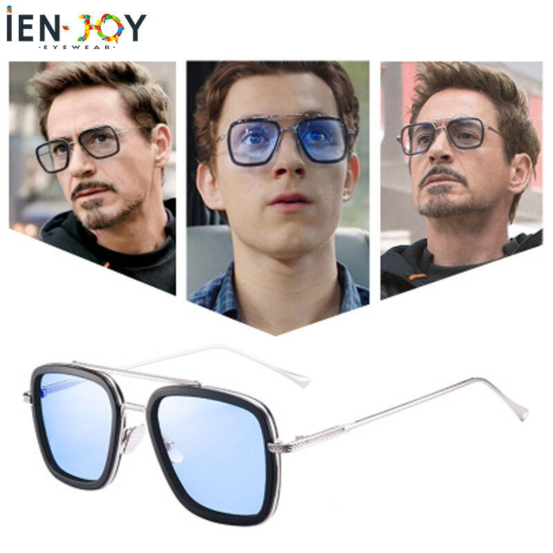 Ienjoy legal óculos de sol homem ferro steampunk tony stark shades masculino óculos lunette de soleil homme