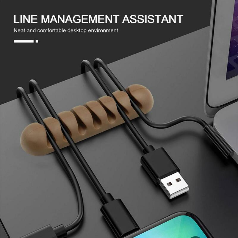 Nuevo Cable USB de silicona organizador de Clips de titular del Cable organizador soporte para teléfono ratón Cable de auriculares de gestión de