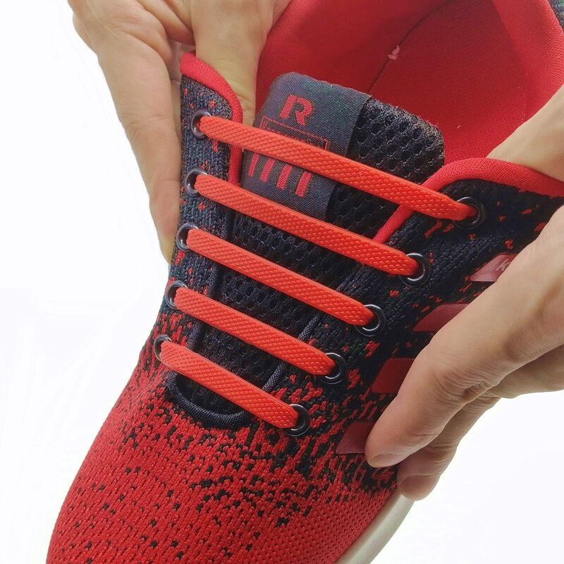 16 pièces/ensemble course sans lacet lacets mode unisexe athlétique élastique Silicone chaussure dentelle toutes les baskets ajustement sangle N010