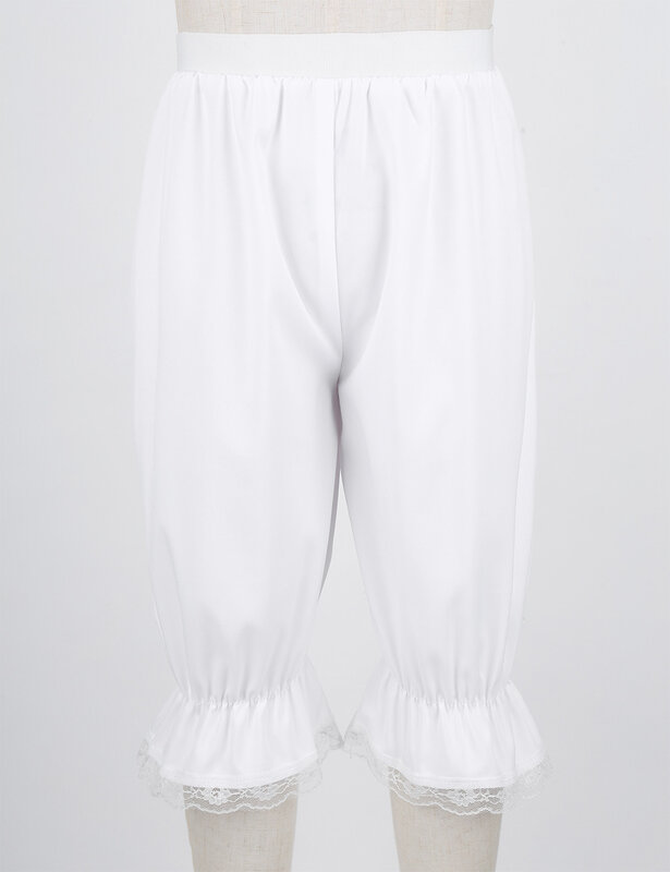 Kindmeisje Vintage Victoriaanse Pompoenbroek Gothic Pantalons Kostuum Elastische Taille Gelaagde Kanten Rand Losse Bloeiers Korte Broek