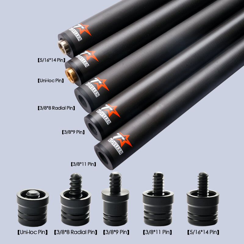 KONLLEN Carbon Fiber Billiard Pool Cue Stick Shaft Multiple Joints 12.4mm Navigator Tip Single Shaft Black Technology Cue Stick