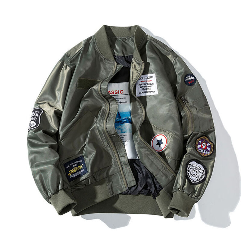 Abrigo Bomber acolchado para hombre, chaqueta de piloto, cortavientos, prendas de vestir exteriores, otoño e invierno, 2024
