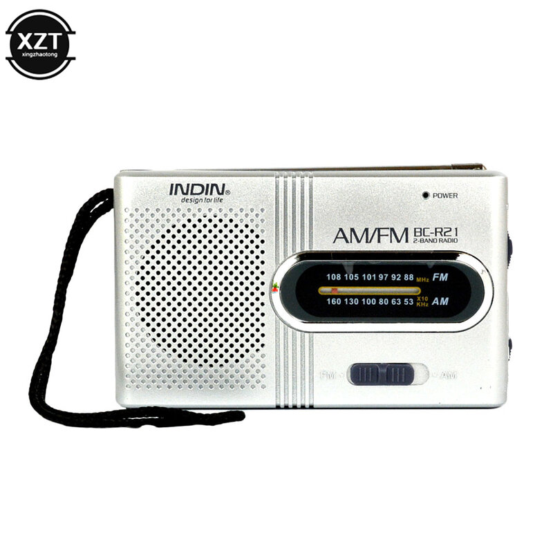 1pc novo portátil mini rádio handheld banda dupla am fm music player alto-falante com antena telescópica rádio ao ar livre estéreo