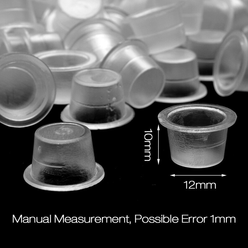Mix 500pcs S/M/L Tattoo Ink Cup Cap Disposable Plastic Microblading Accessories Supply Pigment Clear Holder Rack Container