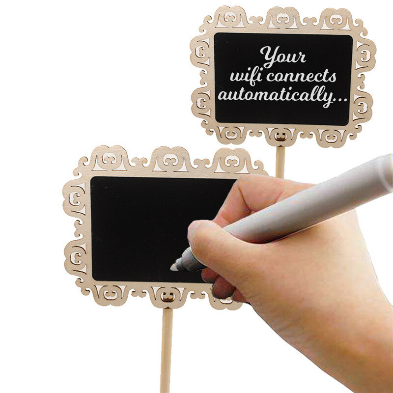 5 pçs/lote bonito oco laço quadrado material de madeira criativo pequeno quadro de mensagem placa de suspensão em casa
