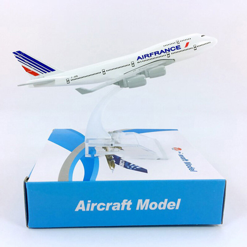 AirFrance Airlines Base Metal Alloy Aircraft, Avião, Airliner Display, presente adulto, lembranças, 16cm, 1:400, Boeing 747, modelo B747