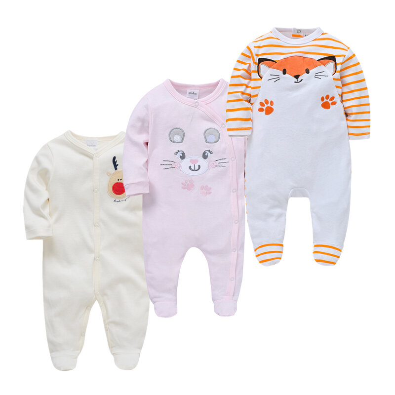 生まれたばかりの赤ちゃんのための綿のジャンプスーツ,長袖のパジャマ,春秋