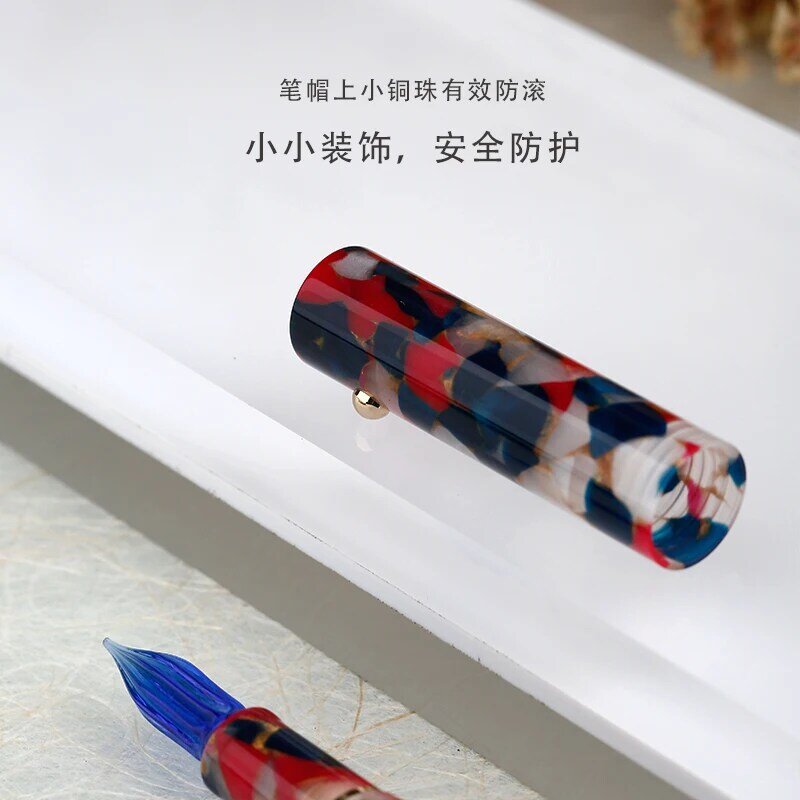 Penna in resina a doppio scopo Dip in vetro con cappuccio calligrafia stilografica firma penne regalo carino materiale scolastico per studenti