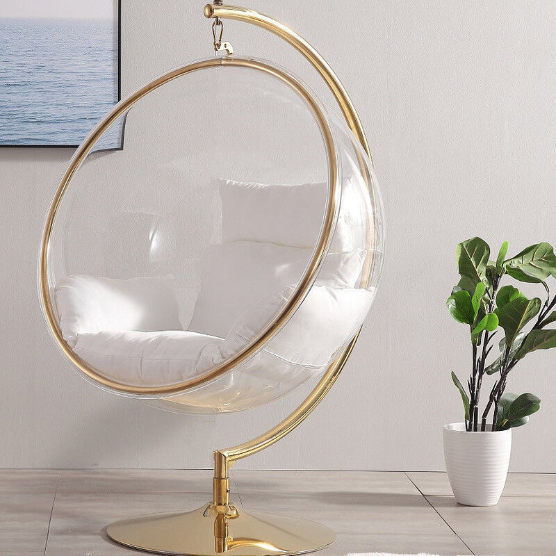 Modern Nordic Style Acrylic Glass Ball Erhai Bubble Chair Transparent Hanging Chair Space Hanging Basket Outdoor Yard Swing