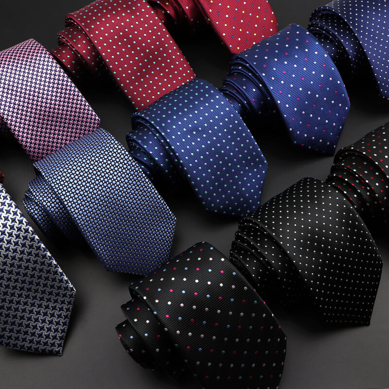 Мужской галстук 7 см из полиэстера, роскошный галстук в клетку для свадебной вечеринки, жаккардовые галстуки для мужчин, дизайнерский галстук в горошек