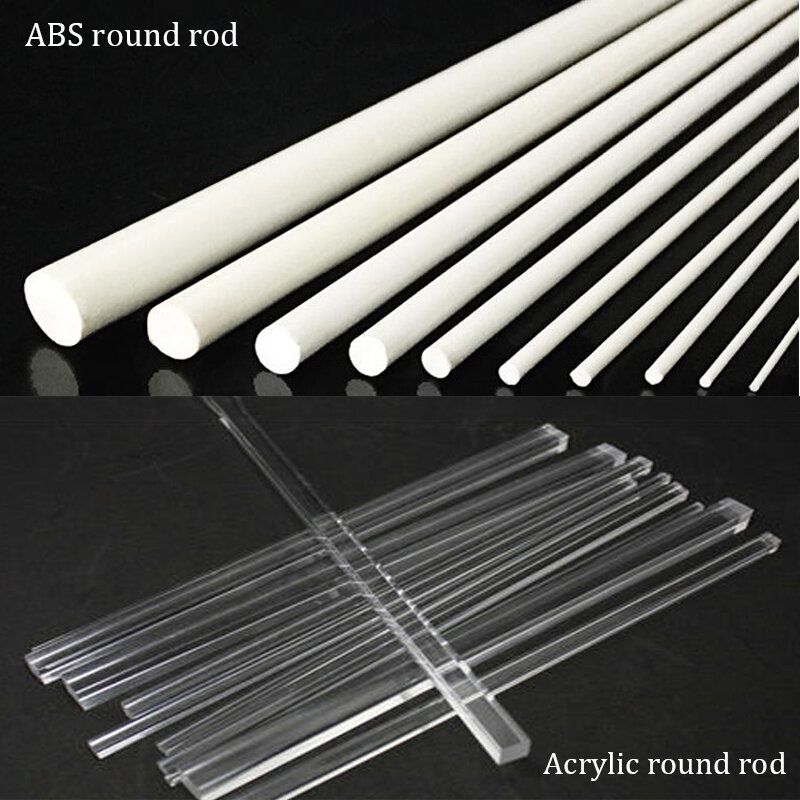 Tiges rondes en ABS styren/acrylique, 1 à 50 pièces, artisanat architectural
