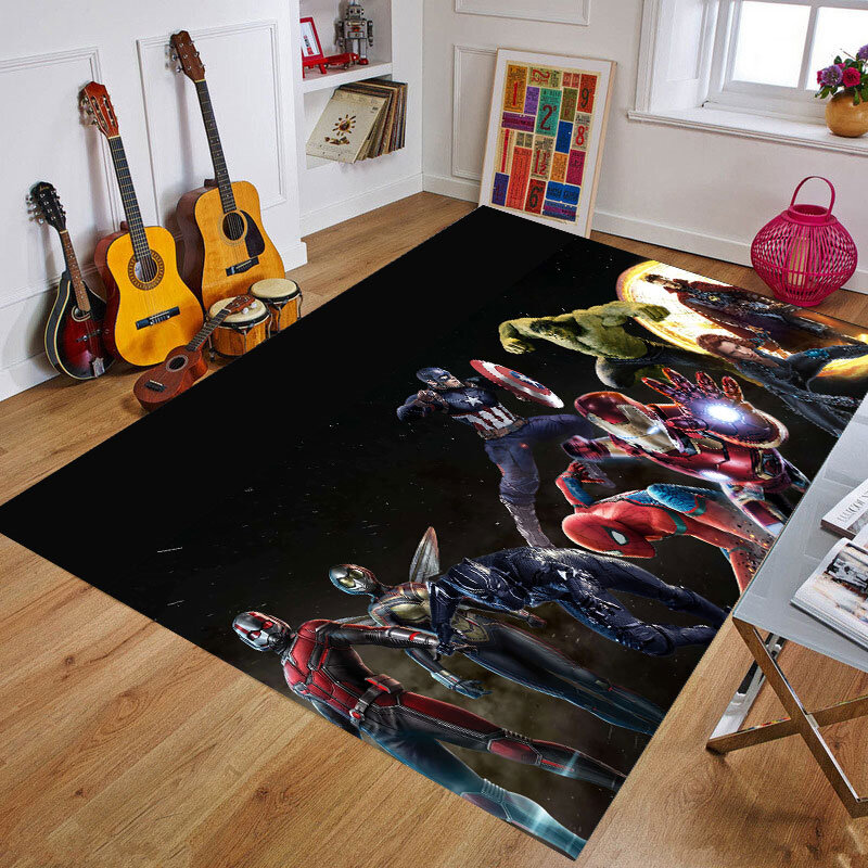 Cartoon The Avengers Playmat Baby Rug Kitchen Room& Bathroom  Carpet Living Room Carpet Birthday Gift Doormat  Multiple Sizes