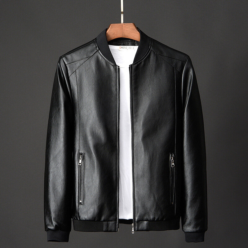 2023 nova jaqueta de couro bombardeiro jaqueta da motocicleta dos homens preto motociclista jaqueta de beisebol do plutônio mais tamanho 7xl moda causal jaqueta masculino