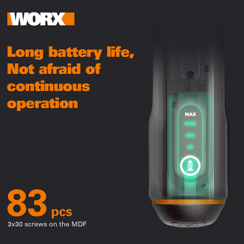 Worx – Mini jeu de tournevis électrique intelligent sans fil,4 V, recharge par port USB, poignée, avec 26 forets, WX240