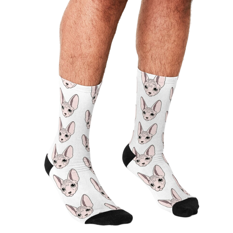 Носки мужские Смешные в стиле хип-хоп с принтом кота