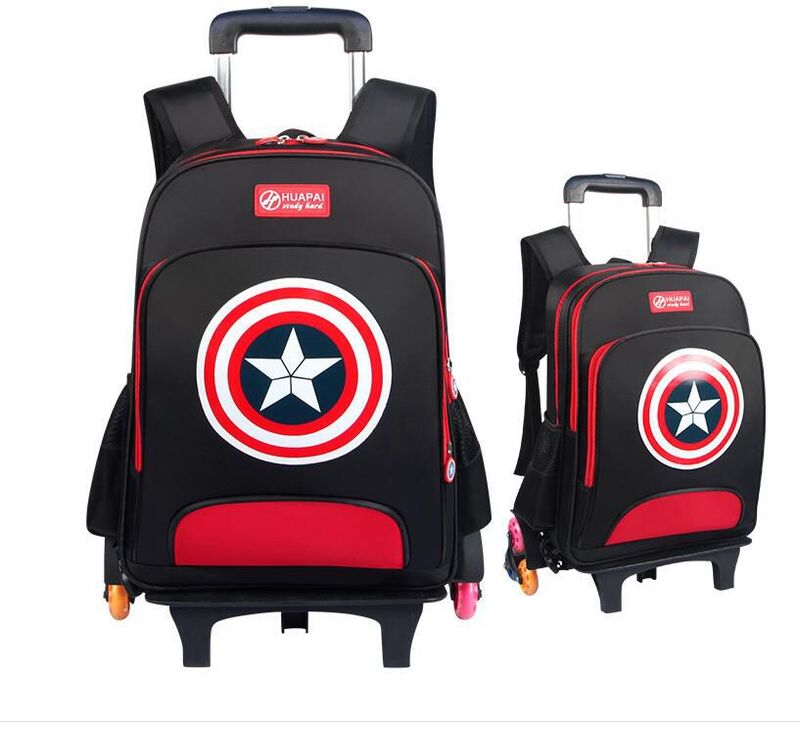 Cartoon School Bags with Trolley for boys Rolling backpack for school kids wheeled backpack children school trolley bag for boys