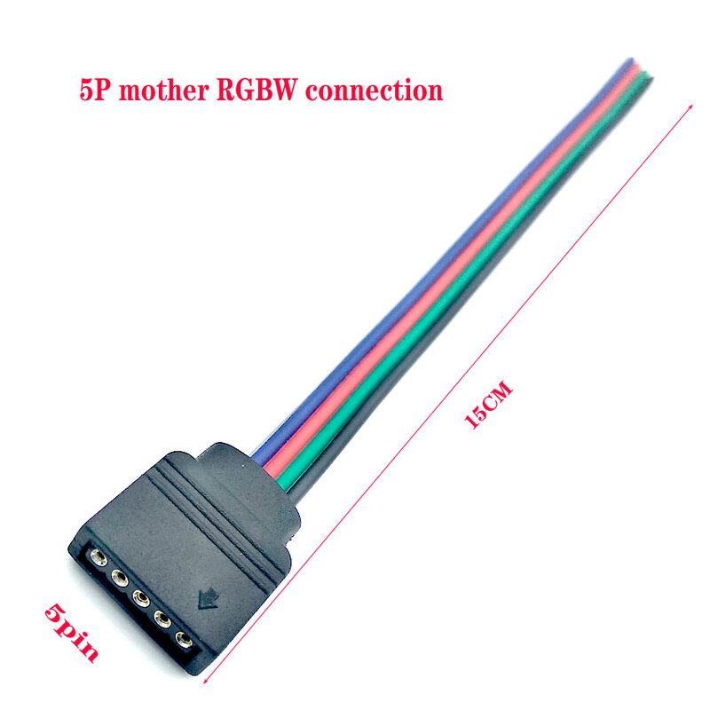 5 pces 4pin 5pin led cabo macho fêmea conector adaptador fio para 5050 3528 smd rgb rgbw led luz de tira rgb rgbw led controlador