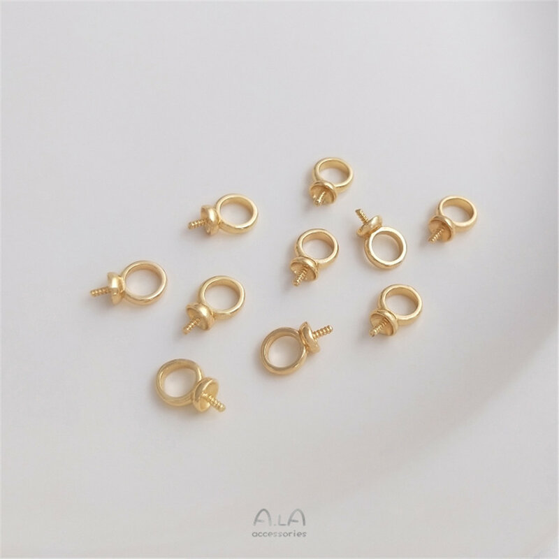 Ciondolo a forma di occhio di pecora con foro grande riempito in oro 14 carati materiale pendente con perla di cristallo a mezzo foro a mano