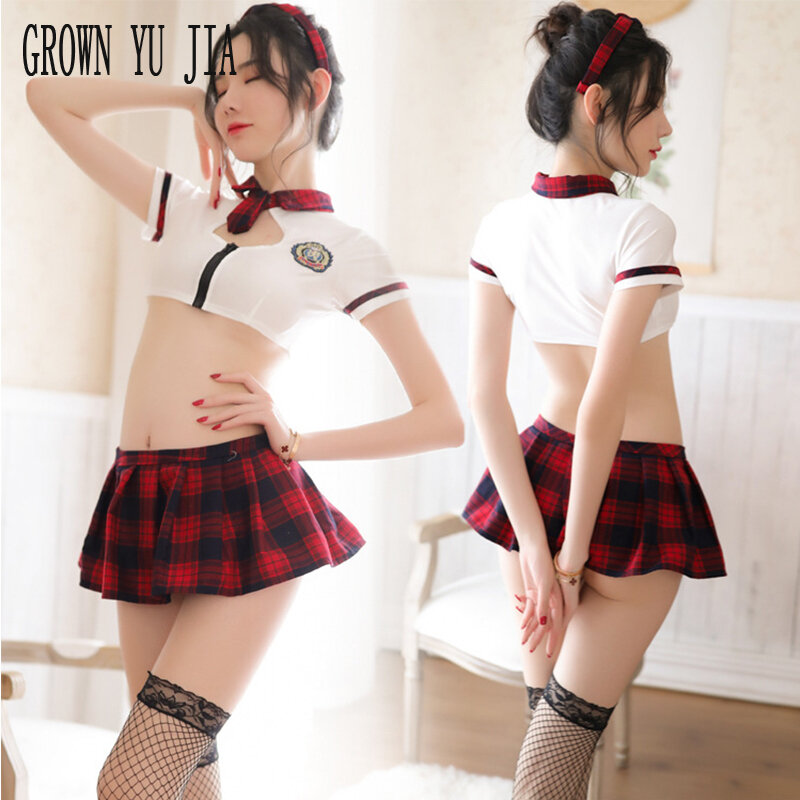 Uniforme erótico de estudiante Sexy, traje de cosplay, uniforme escolar, falda a cuadros, porno, lencería traviesa japonesa, conjunto de juego sexual