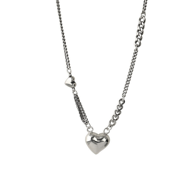 Collar de plata de ley S925 para mujer, cadena con borla de corazón, Gargantilla, joyería de boda