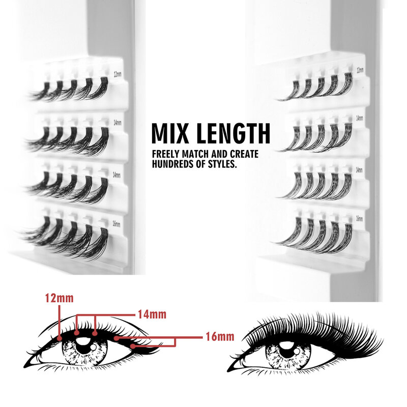EASITENSION Cluster Lashes ผสม3D ผล Lashes Lash กลุ่มขนตาชุด DIY Eyelash Extension Bouquet De Cils