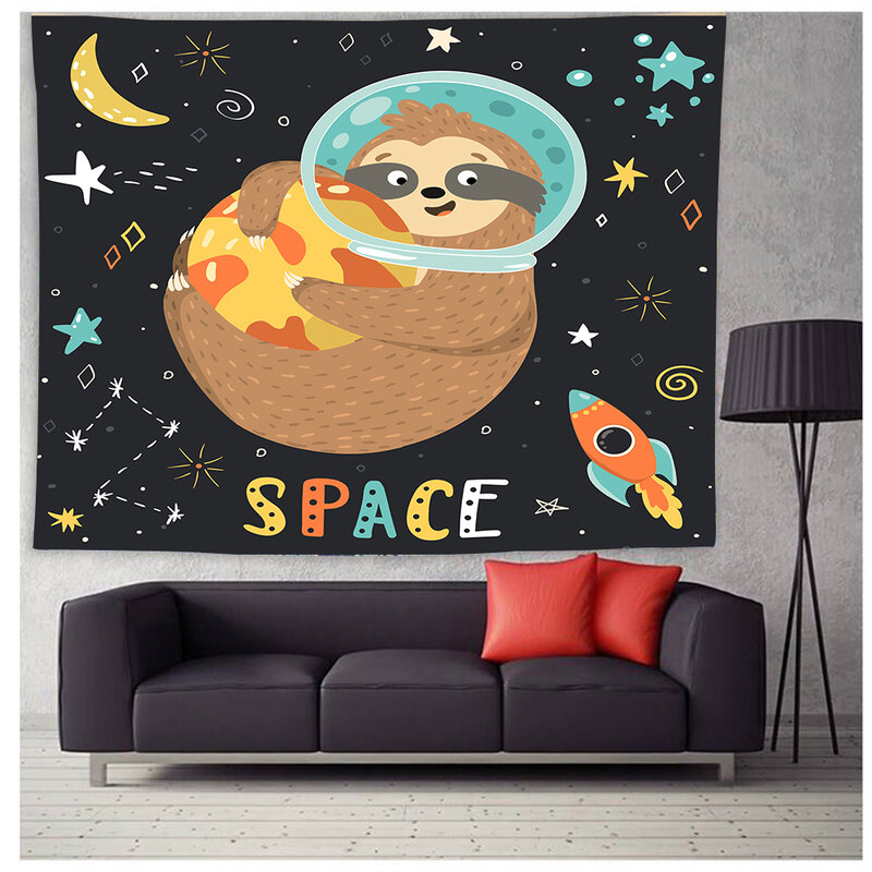 Background Cloth Cartoon Animal Background Wall Tapestry Cute Sloth Pattern Wall Hanging Blanket Home Decoration Mural