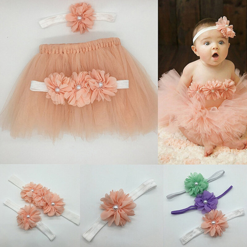 아기 신생아 사진 소품 귀여운 공주 유아 의상 의상, 꽃 머리띠, 아기 소녀 여름 드레스, 투투 스커트