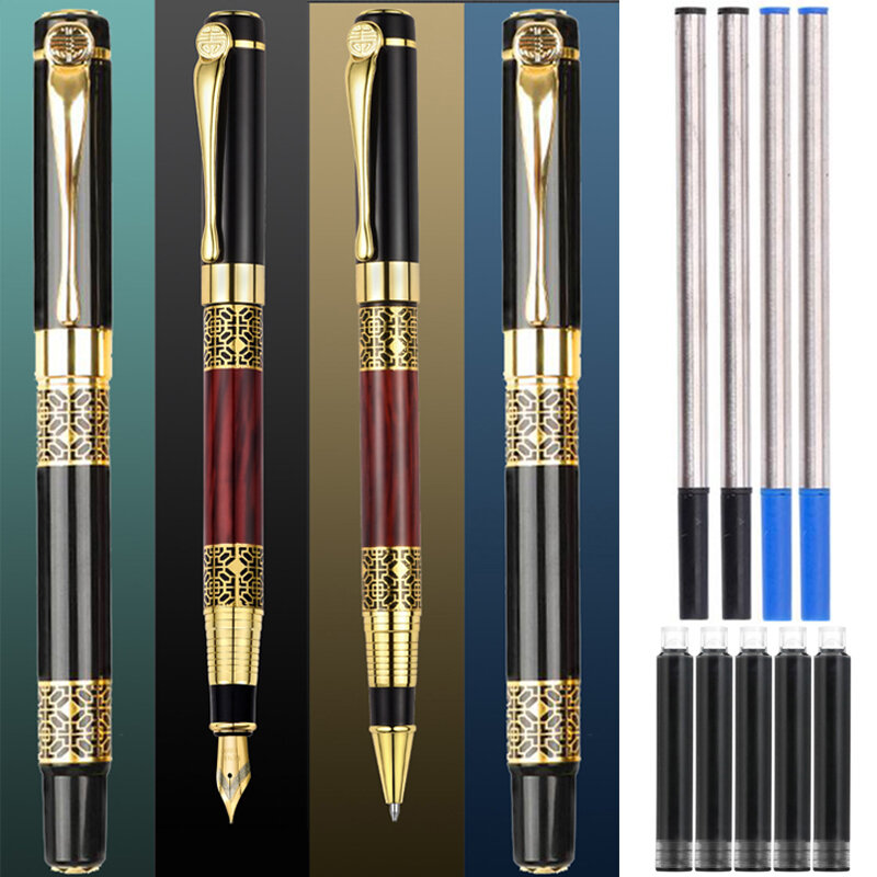 عالية الجودة كامل المعادن الأسطوانة قلم حبر جاف مكتب التنفيذي رجال الأعمال هدية الكتابة القلم شراء 2 إرسال هدية
