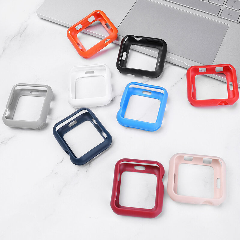 Soft Silicone Case for Apple Watch strap 3 2 1series 38MM 42MM Protective Shell Bumper for iWatch band 4 5 44MM 40MM accessories