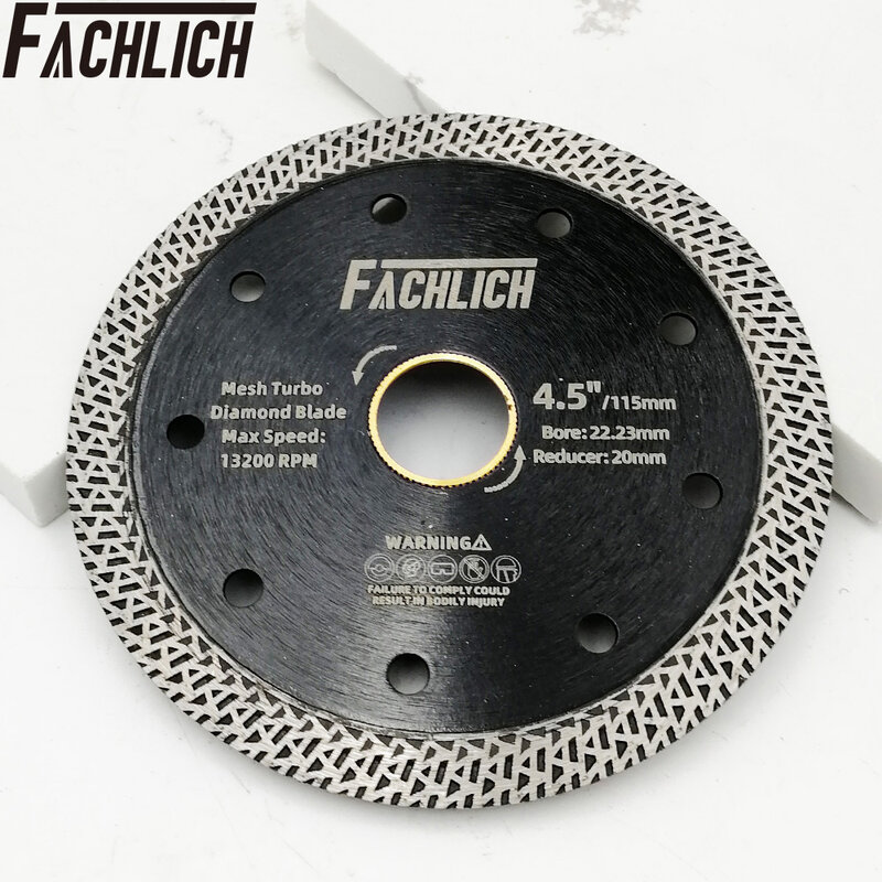 FACHLICH 2 Buah Cakram Pemotong Turbo Jaring Berlian Dia115mm/4.5 Inci untuk Pemotong Ubin Batu Granit Marmer Pelat Pisau Gergaji Keramik