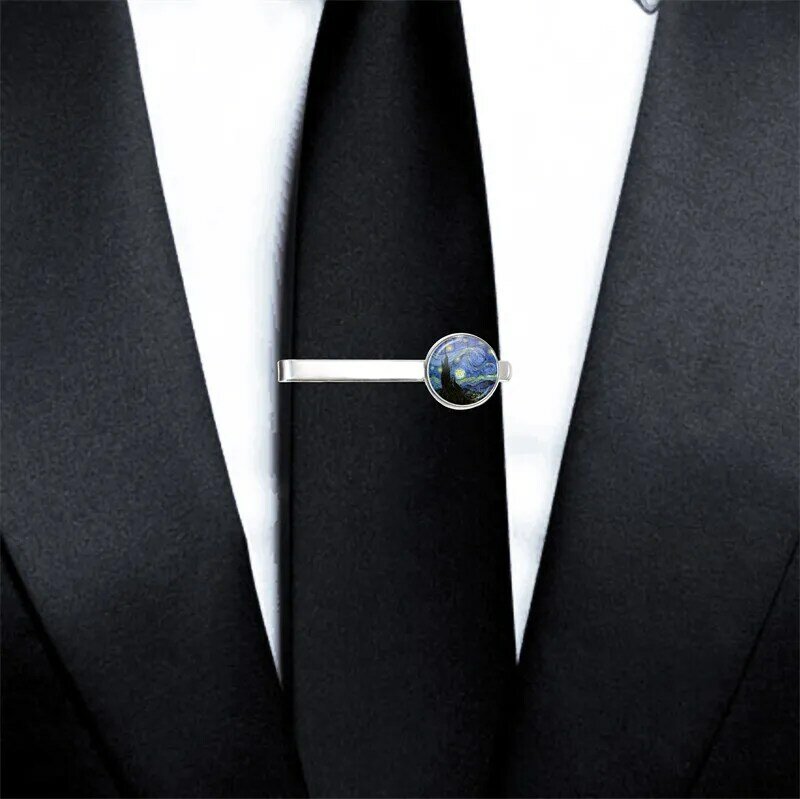Männer Neue Mode Van Gogh Ölgemälde Krawatte Clips Kupfer Metall Einfache Krawatte Krawatte Pins Anzug Pins Taste Geschenk