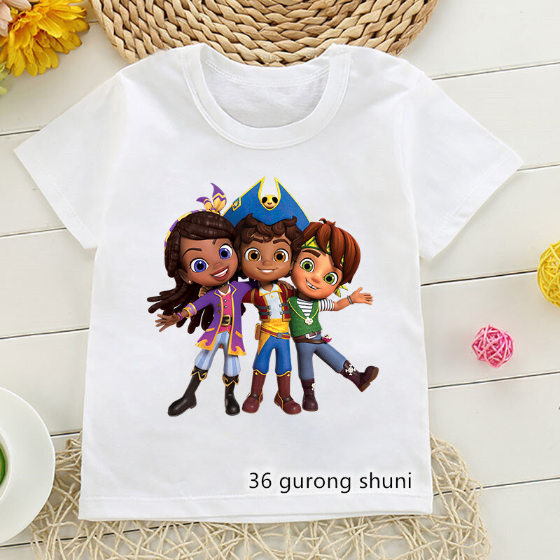 Новые футболки для мальчиков, Забавная детская футболка с графическим принтом Сантьяго из мультфильма, милые футболки для девочек, повседневная детская футболка