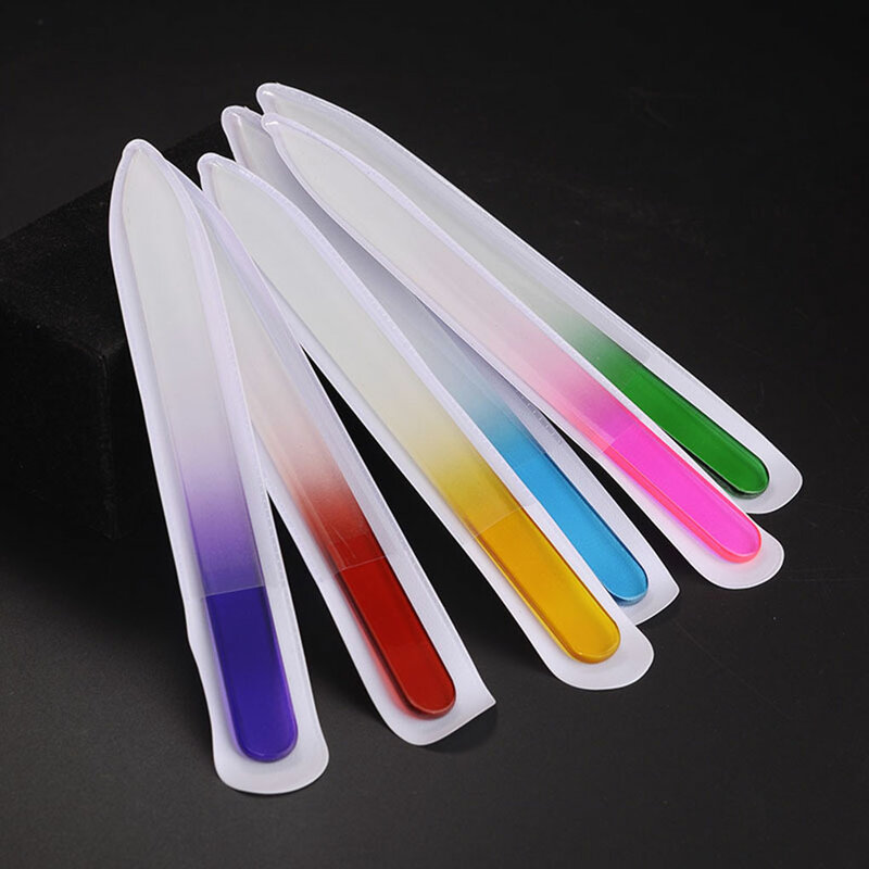 4pcs Solid Color Nail File Crystal Glass Nail Cuticle Remover Dead Skin Removal Tools