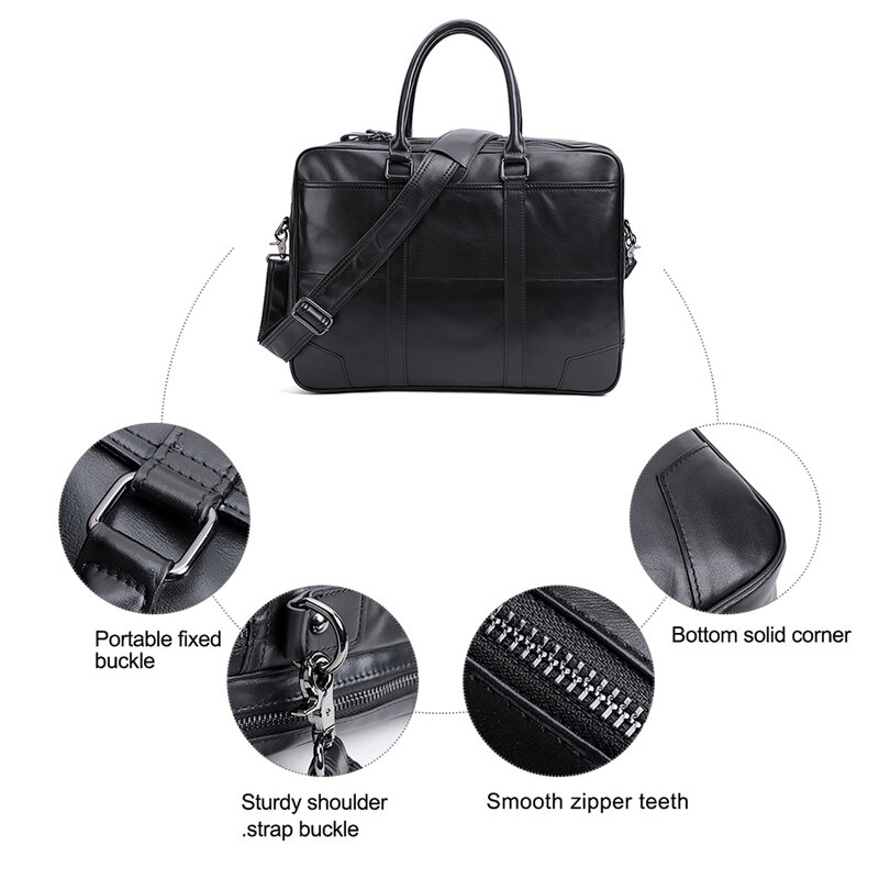 JOYIR Genuine Leather Business Bag15.6" Laptop Tote Briefcases Office Messenger Crossbody Bags Shoulder Handbags for Documents