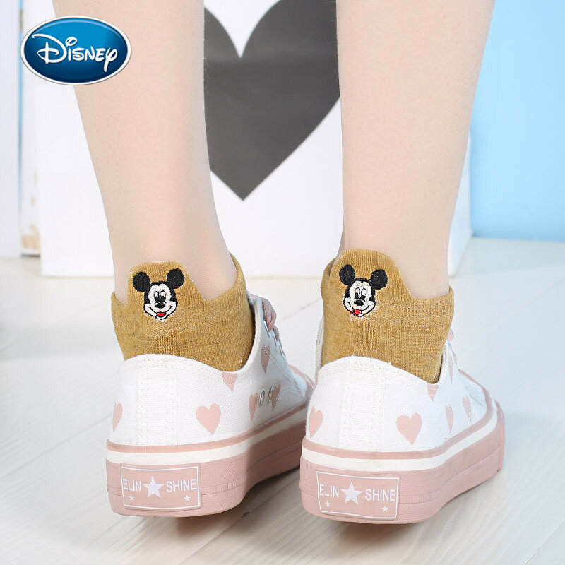 Kleurrijke Vrouwen Sokken Disney Cartoon Dier Mickey Mouse Sokken Schattig Borduurwerk Enkel Sokken Grappig Meisje Sokken Katoenen Sokken
